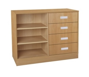 Skříňka kombinovaná se zásuvkami a policemi se soklem - M101.125.barva