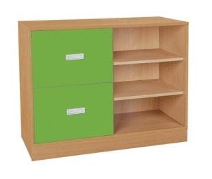 Skříňka kombinovaná se zásuvkami a policemi se soklem - M101.129.barva