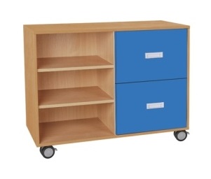 Skříňka kombinovaná se zásuvkami a policemi s kolečky - M101.132.barva