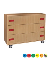 Skříňka zásuvková, s kolečky - M10.108.barva