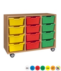 Skříňka na volné zásuvky, s kolečky - M10.112.barva