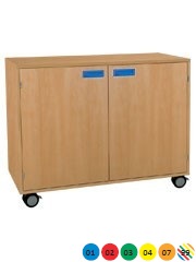  Skříňka dvoudveřová se 2 vloženými policemi, s kolečky - M10.120.barva