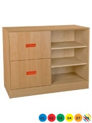 Skříňka kombinovaná se zásuvkami a policemi, se soklem - M10.129.barva