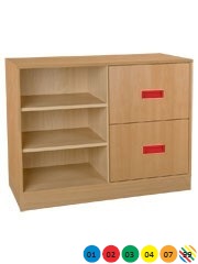 Skříňka kombinovaná se zásuvkami a policemi, se soklem - M10.131.barva